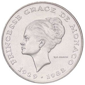 obverse: ESTERE - MONACO - Ranieri III (1949-2005) - 10 Franchi 1982 - Principessa Grace ESSAI Kr. E73 R AG. FDC