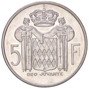 reverse: ESTERE - MONACO - Ranieri III (1949-2005) - 5 Franchi 1960 - ESSAI Kr. E41 R AG 500 pezzi coniati. qFDC