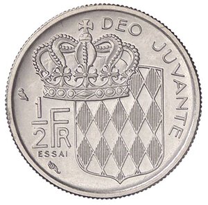 reverse: ESTERE - MONACO - Ranieri III (1949-2005) - Mezzo franco 1965 - ESSAI Kr. E52 R NI. FDC