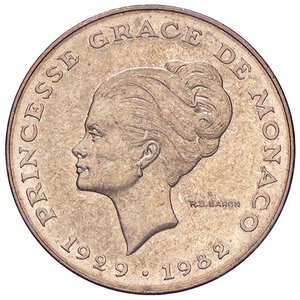 obverse: ESTERE - MONACO - Ranieri III (1949-2005) - 10 Franchi 1982 - Principessa Grace ESSAI Kr. E72 R BT. FDC