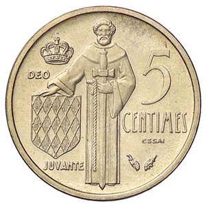 reverse: ESTERE - MONACO - Ranieri III (1949-2005) - 5 Centimes 1976 - ESSAI Kr. E69 R BT. FDC