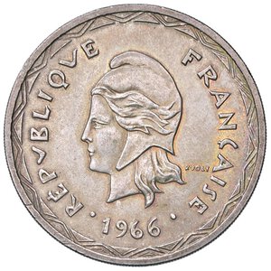 obverse: ESTERE - NUOVE EBRIDI  - 100 Franchi 1966 Kr. 7  AG  Segnetti. qFDC