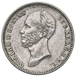 obverse: ESTERE - OLANDA - Guglielmo II (1840-1849) - 25 Cents 1849 Kr. 76  AG. BB+