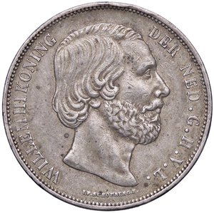 obverse: ESTERE - OLANDA - Guglielmo III (1849-1890) - 2,5 Gulden 1871 Kr. 82  AG  Colpetti. BB+