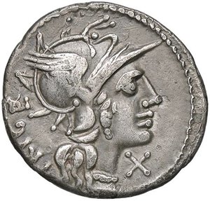 obverse: ROMANE REPUBBLICANE - CUPIENNIA - L. Cupiennius (147 a.C.) - Denario B. 1; Cr. 218/1  (AG g. 3,21). qBB