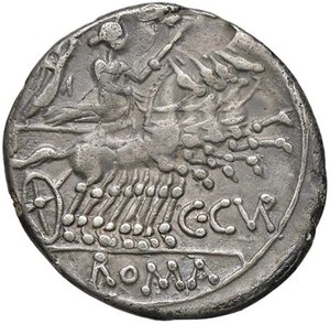 reverse: ROMANE REPUBBLICANE - CUPIENNIA - L. Cupiennius (147 a.C.) - Denario B. 1; Cr. 218/1  (AG g. 3,21). qBB