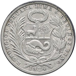 obverse: ESTERE - PERU  - Repubblica (1822) - Sol 1924 Kr. 218.2  AG. qBB