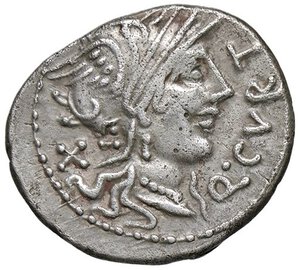 obverse: ROMANE REPUBBLICANE - CURTIA - Q. Curtius (116-115 a.C.) - Denario B. 2; Cr. 285/2  (AG g. 3,79). qBB