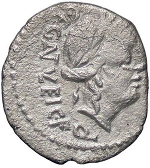 obverse: ROMANE REPUBBLICANE - EGNATULEIA - C. Egnatuleius C. f. (97 a.C.) - Quinario B. 1; Cr. 333/1  (AG g. 1,47). MB-BB