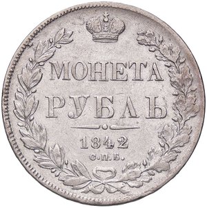 reverse: ESTERE - RUSSIA - Nicola I (1825-1855) - Rublo 1842 Kr. 168.1  AG. qBB/BB