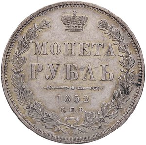 reverse: ESTERE - RUSSIA - Nicola I (1825-1855) - Rublo 1852 Kr. 168.1  AG  Colpetto. BB-SPL