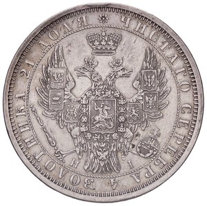 obverse: ESTERE - RUSSIA - Nicola I (1825-1855) - Rublo 1854 Kr. 168.1  AG  Colpetti. BB+