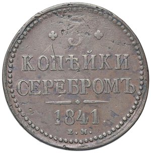 reverse: ESTERE - RUSSIA - Nicola I (1825-1855) - 3 Copechi 1841 Kr. 143  CU. qBB