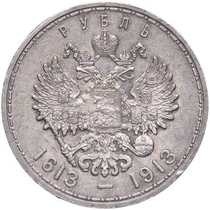 reverse: ESTERE - RUSSIA - Nicola II (1894-1917) - Rublo 1913 - Dinastia Romanov Kr. 70  AG. qSPL/SPL