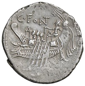 reverse: ROMANE REPUBBLICANE - FONTEIA - C. Fonteius (114-113 a.C.) - Denario B. 1; Cr. 290/1  (AG g. 4). BB