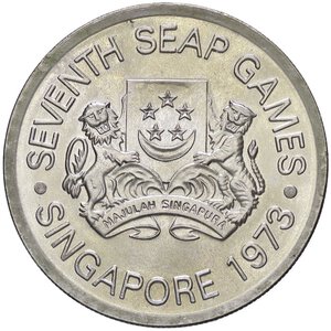 obverse: ESTERE - SINGAPORE - Repubblica  - 5 Dollari 1973 - 7° Giochi SEAP Kr. 10  AG. FDC