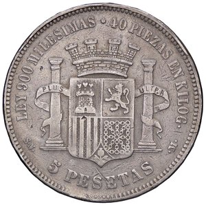 reverse: ESTERE - SPAGNA - Governo Provvisorio (1868-1871) - 5 Pesetas 1870 Kr. 655  AG Sigle SN-M. meglio di MB