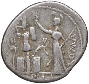 reverse: ROMANE REPUBBLICANE - FURIA - M. Furius L. f. Philus (119 a.C.) - Denario B. 18; Cr. 281/1  (AG g. 3,86). qBB