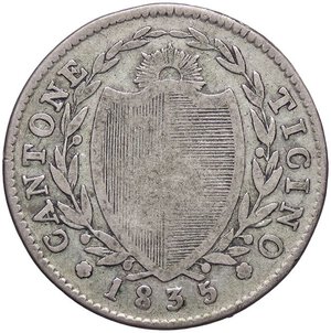 obverse: ESTERE - SVIZZERA - TICINO  - Mezzo franco 1835 Kr. 8  AG. meglio di MB