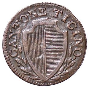 obverse: ESTERE - SVIZZERA - TICINO  - 6 Denari 1813 Kr. 1  CU. bel BB