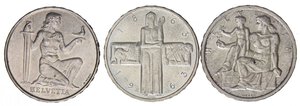 obverse: ESTERE - SVIZZERA - Confederazione  - 5 Franchi 1936-1948-1963   AG 3 monete. SPL÷qFDC