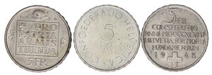 reverse: ESTERE - SVIZZERA - Confederazione  - 5 Franchi 1936-1948-1963   AG 3 monete. SPL÷qFDC