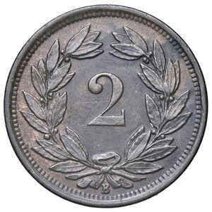 reverse: ESTERE - SVIZZERA - Confederazione  - 2 Rappen 1879 B Kr. 4.1  CU. SPL