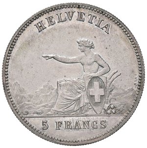 obverse: ESTERE - SVIZZERA - Tiri Federali  - 5 Franchi 1863 - Neuchâtel Kr. S7 R AG  Colpetto ripreso. SPL