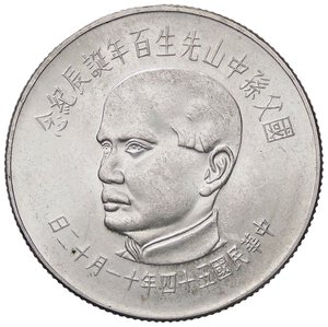 obverse: ESTERE - TAIWAN - Repubblica  - 100 Yuan 1965 Kr. 540  AG. qFDC