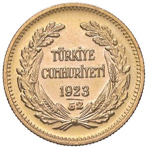 reverse: ESTERE - TURCHIA - Repubblica  - 100 Kurush 1923/52 Kr. 855  (AU g. 7,25). qFDC