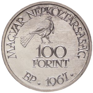 reverse: ESTERE - UNGHERIA - Repubblica  - 100 Fiorini 1967 Kr. 579  AG. qFDC