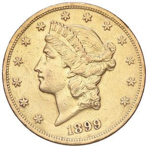 obverse: ESTERE - U.S.A.  - 20 Dollari 1899 - Liberty Kr. 74.3  (AU g. 33,35) Da montatura. meglio di MB