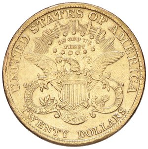 reverse: ESTERE - U.S.A.  - 20 Dollari 1899 - Liberty Kr. 74.3  (AU g. 33,35) Da montatura. meglio di MB