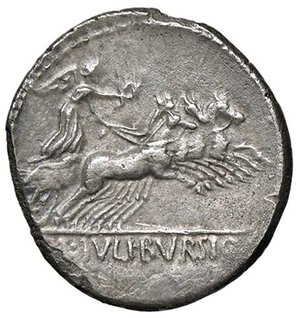 reverse: ROMANE REPUBBLICANE - JULIA - L. Julius Bursio (85 a.C.) - Denario Cr. 352/1  (AG g. 3,62). BB+