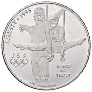 obverse: ESTERE - U.S.A.  - Dollaro 1995 P - Ginnastica olimpica Kr. 260  AG. FS