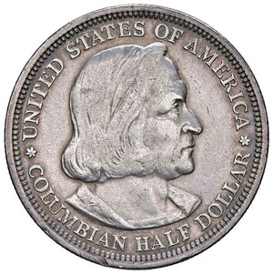 obverse: ESTERE - U.S.A.  - Mezzo dollaro 1893 - Esposizione Mondiale Columbia Kr. 117  AG. BB+