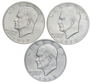 obverse: ESTERE - U.S.A.  - Dollaro 1972-1973-1974 - Eisenhower Kr. 203  NI 3 monete. qFDC