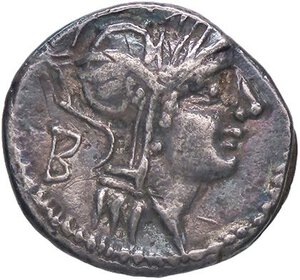 obverse: ROMANE REPUBBLICANE - JUNIA - D. Junius Silanus L. f. (91 a.C.) - Denario B. 15; Cr. 337/3  (AG g. 3,82). BB+