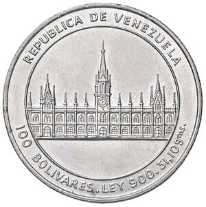 reverse: ESTERE - VENEZUELA - Repubblica (1823) - 100 Bolivares 1986   AG. qFDC