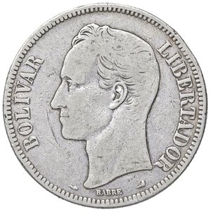 obverse: ESTERE - VENEZUELA - Repubblica (1823) - 5 Bolivares 1901 Kr. 24  AG. meglio di MB