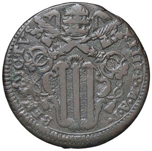 obverse: Rame Pontificio da Benedetto XIV (Gubbio e Ravenna), parte IV - GUBBIO - Benedetto XIV (1740-1758) - Baiocco 1740 A. I Munt. 436 RR CU. qBB