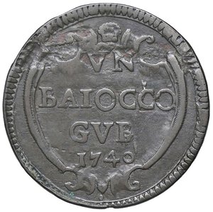 reverse: Rame Pontificio da Benedetto XIV (Gubbio e Ravenna), parte IV - GUBBIO - Benedetto XIV (1740-1758) - Baiocco 1740 A. I Munt. 436 RR CU. qBB