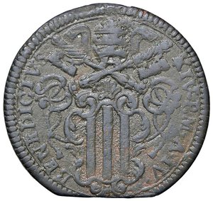 obverse: Rame Pontificio da Benedetto XIV (Gubbio e Ravenna), parte IV - GUBBIO - Benedetto XIV (1740-1758) - Baiocco 1743 A. IV Munt. 440 (tipo)  CU. qBB