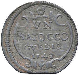 reverse: Rame Pontificio da Benedetto XIV (Gubbio e Ravenna), parte IV - GUBBIO - Benedetto XIV (1740-1758) - Baiocco 1743 A. IV Munt. 440 (tipo)  CU. qBB