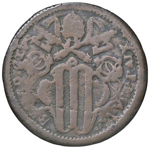 obverse: Rame Pontificio da Benedetto XIV (Gubbio e Ravenna), parte IV - GUBBIO - Benedetto XIV (1740-1758) - Baiocco 1744 A. V Munt. 442  CU. meglio di MB