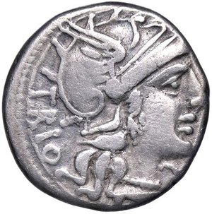 obverse: ROMANE REPUBBLICANE - LUCRETIA - Cn. Lucretius Trio (136 a.C.) - Denario B. 1; Cr. 237/1  (AG g. 3,75). qBB