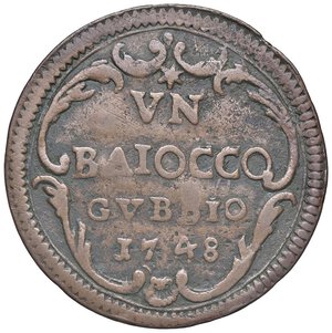 reverse: Rame Pontificio da Benedetto XIV (Gubbio e Ravenna), parte IV - GUBBIO - Benedetto XIV (1740-1758) - Baiocco 1748 Munt. 448a RRR CU. qBB