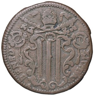 obverse: Rame Pontificio da Benedetto XIV (Gubbio e Ravenna), parte IV - GUBBIO - Benedetto XIV (1740-1758) - Baiocco 1749 Munt. 452a var. I  CU R/Giglio. qBB/BB