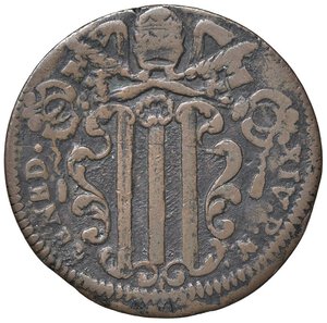 obverse: Rame Pontificio da Benedetto XIV (Gubbio e Ravenna), parte IV - GUBBIO - Benedetto XIV (1740-1758) - Baiocco 1749 Munt. 452  CU. qBB