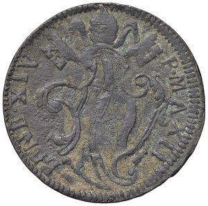 obverse: Rame Pontificio da Benedetto XIV (Gubbio e Ravenna), parte IV - GUBBIO - Benedetto XIV (1740-1758) - Baiocco 1752 A. XII Munt. 459  CU R/Conchiglia. qBB